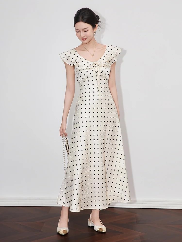 AHEHSAAO Summer Women's Dress Short Sleeve Print Ruffle Slim Fit Retro Maxi Dress - Image 7