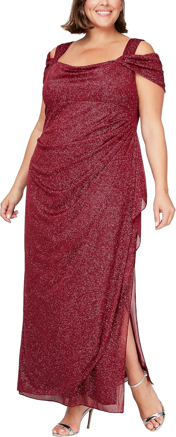 Alex Evenings Women's Cold Shoulder Mother of The Bride Dress W\/Ruched Skirt, Formal Event, Wedding Guest Gown (Plus Size) - Image 7