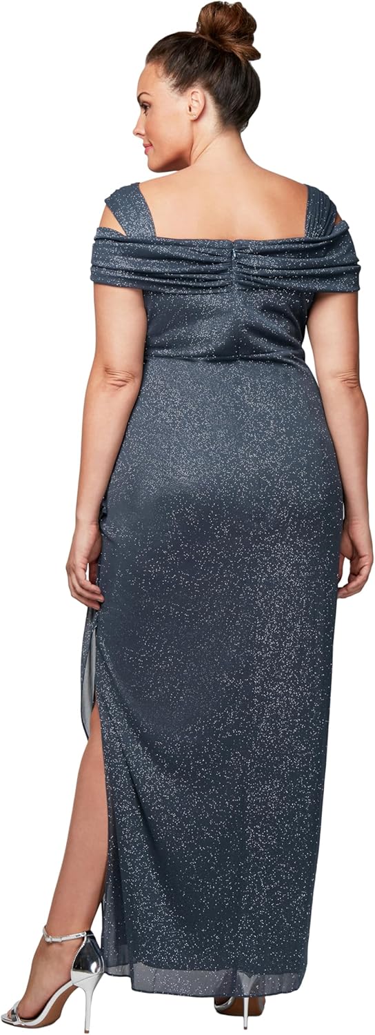 Alex Evenings Women's Cold Shoulder Mother of The Bride Dress W\/Ruched Skirt, Formal Event, Wedding Guest Gown (Plus Size) - Image 2