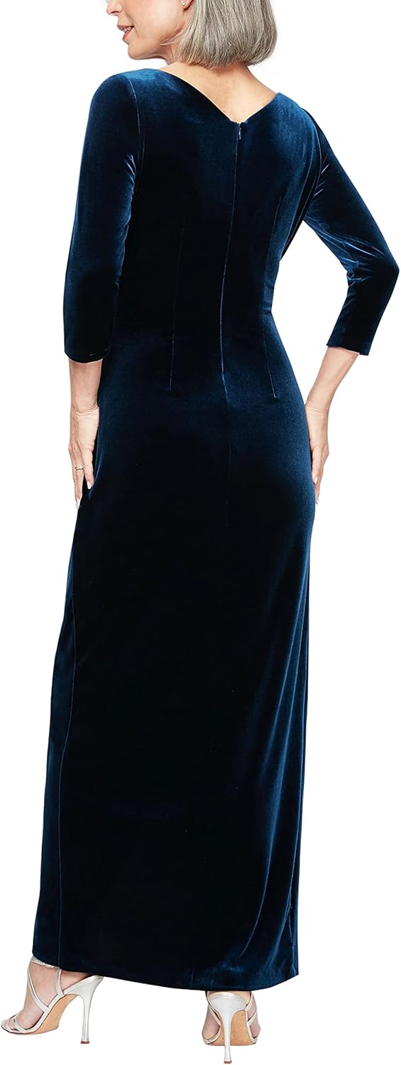 Alex Evenings Women's Long 3\/4 Sleeve Velvet Dress - Image 2