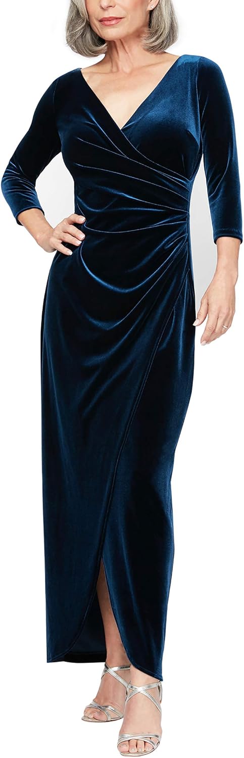 Alex Evenings Women's Long 3\/4 Sleeve Velvet Dress - Image 5