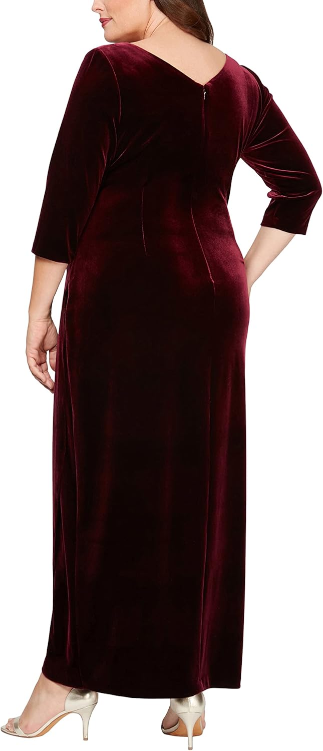 Alex Evenings Women's Plus Size Long Velvet Dress - Image 2