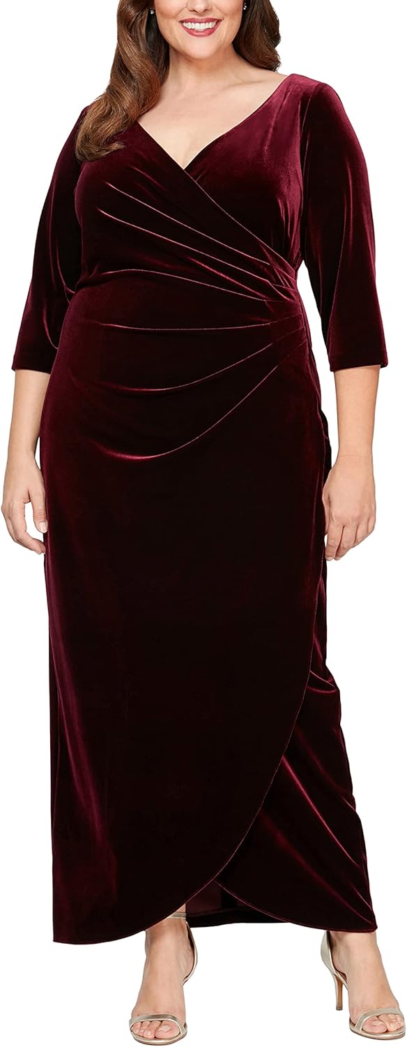 Alex Evenings Women's Plus Size Long Velvet Dress