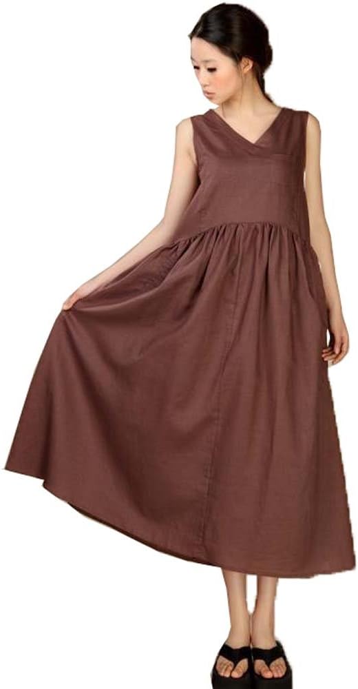 Angel&Lily 3 Colors Handmade Linen Maxi SummerBeach Dress plus1x-10x(SZ16-52) - Image 3