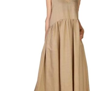 Angel&Lily 3 Colors Handmade Linen Maxi SummerBeach Dress plus1x-10x(SZ16-52)