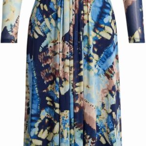 Anne Klein Womens Plus Printed Mesh Evening Dress