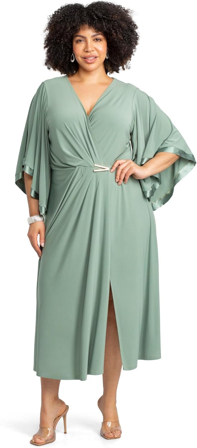 Catherines Women's Plus Size V-Neck Twist Maxi Dress