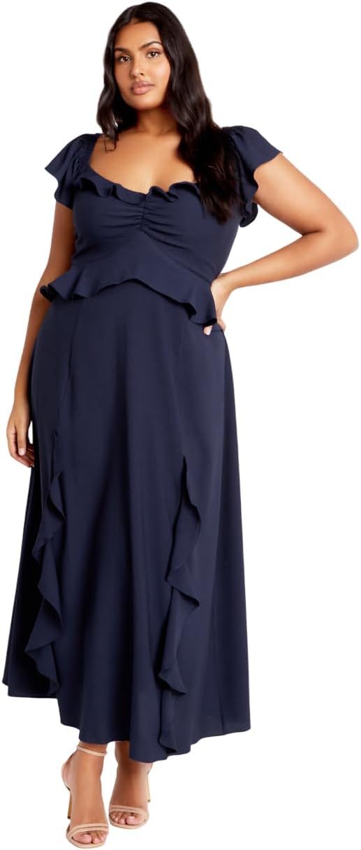 City Chic Women's Plus Size Dress - Fee Frill Maxi