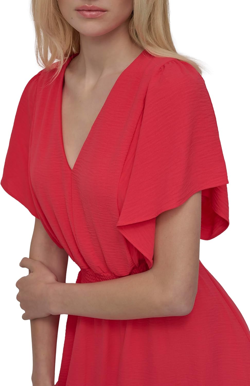 DKNY Women's Flutter Sleeve V-Neck Fit & Flare Maxi Dress - Image 5