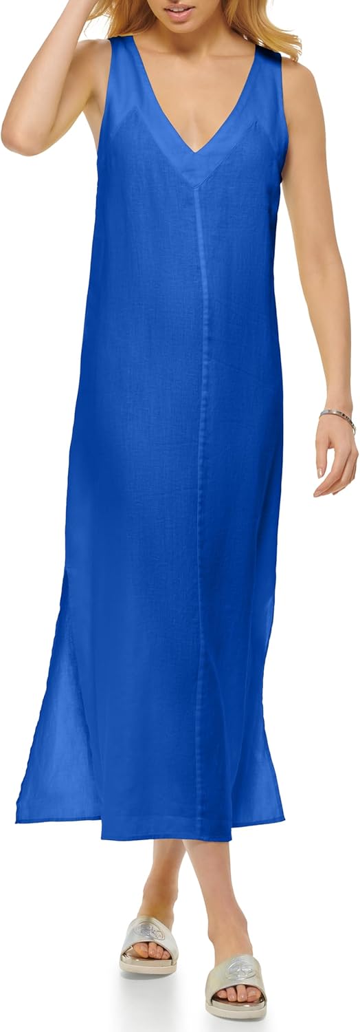DKNY Women's Lightweight Linen Maxi Dress