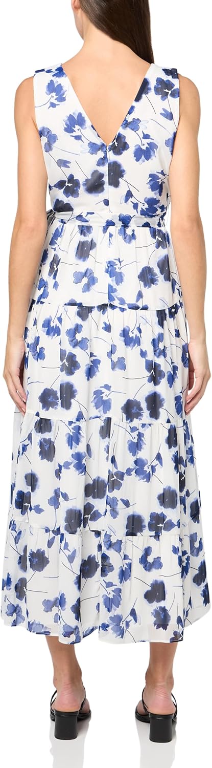 DKNY womens Tiered Double V-neck Sleeveless Dress - Image 2