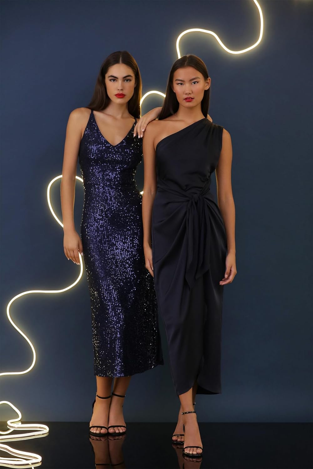 Donna Morgan Women's One Shoulder Faux Wrap Light Charmeuse Maxi with Tie Waist Occasion Event Party Guest of - Image 5