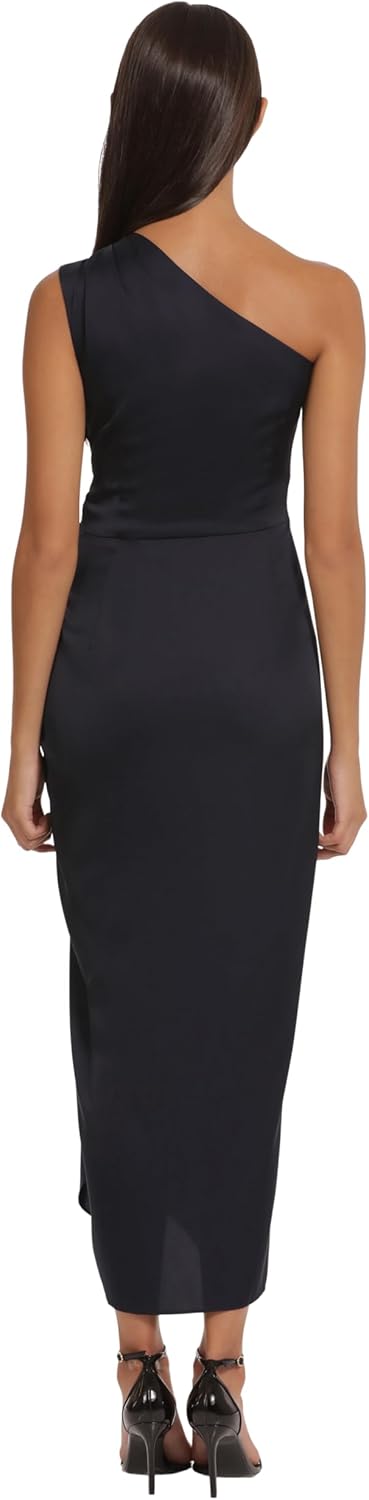 Donna Morgan Women's One Shoulder Faux Wrap Light Charmeuse Maxi with Tie Waist Occasion Event Party Guest of - Image 4