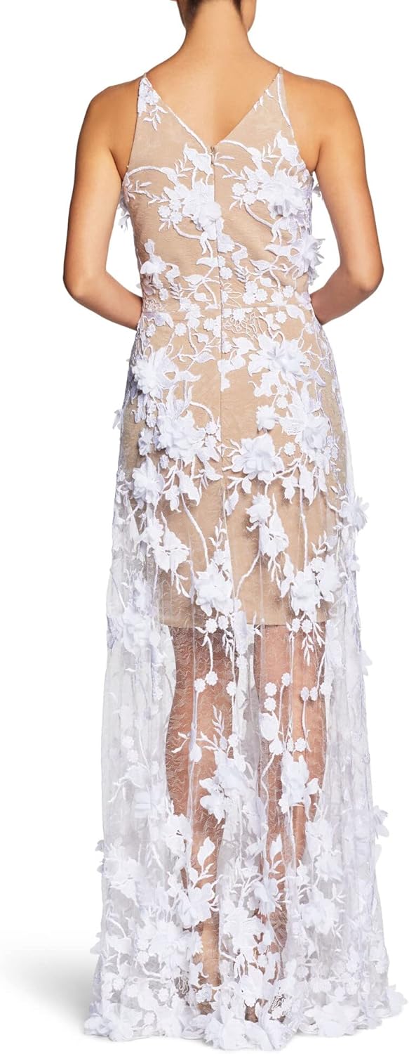 Dress the Population Women's Embellished Plunging Gown Sleeveless Floral Long Dress - Image 2