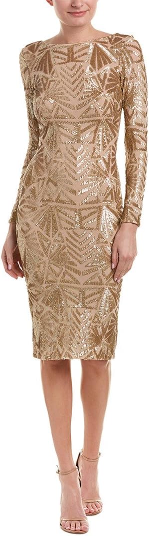 Dress the Population Women's Emery Long Sleeve Stretch Sequin Midi Sheath - Image 12
