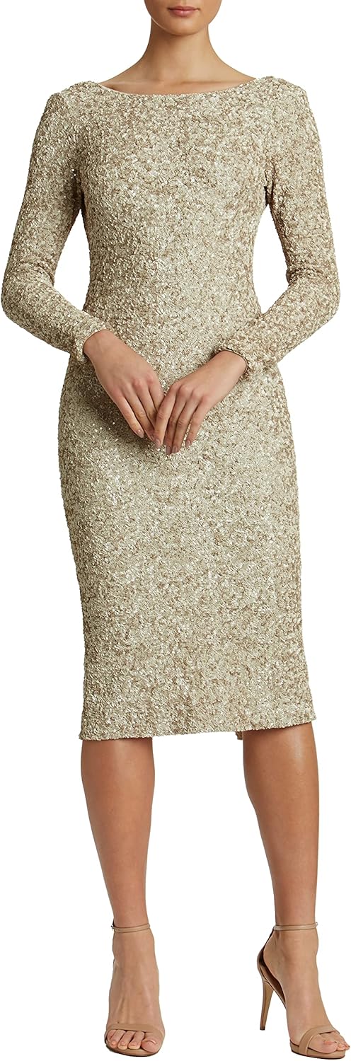 Dress the Population Women's Emery Long Sleeve Stretch Sequin Midi Sheath - Image 14