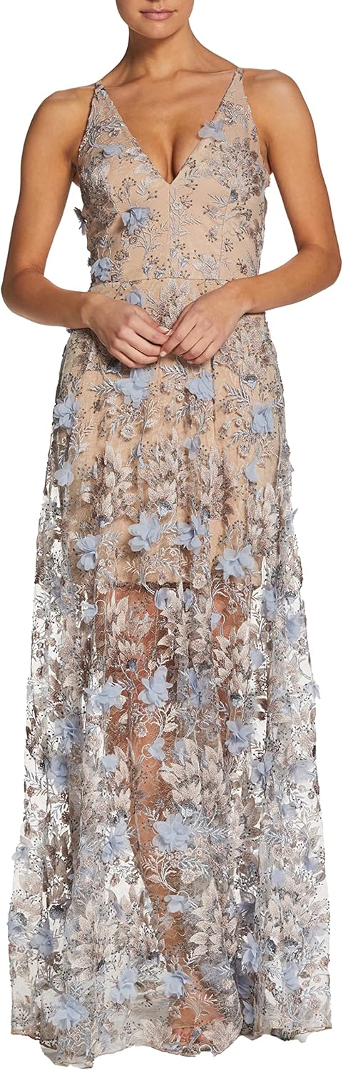 Dress the Population Women's Sidney Sleeveless Plunge Neckline Fit and Flare Maxi Dress - Image 6