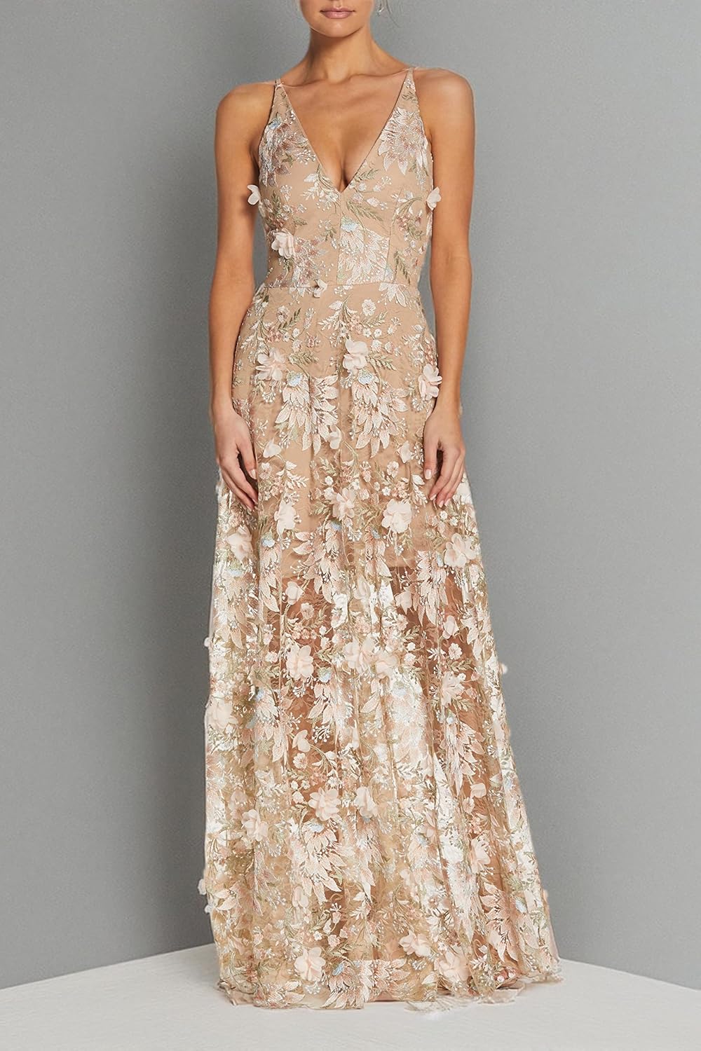 Dress the Population Women's Sidney Sleeveless Plunge Neckline Fit and Flare Maxi Dress - Image 4