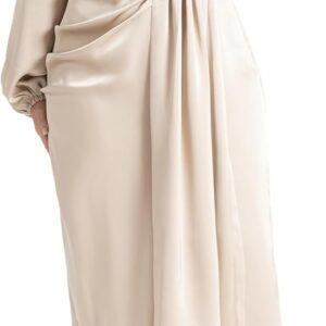 ELOQUII Women's Plus Size Satin Sleeve Pleated Dress