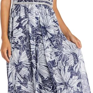 Floral Chiffon Maxi Dress W\/Rhinestone Waistband