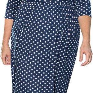 Funfash Plus Size Women Navy White Polka Dot Long Sleeves Maxi Dress Made in USA