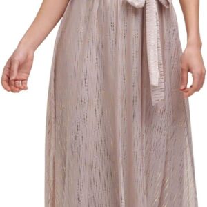 Jessica Howard Women's Sleeveless Halter Maxi Blouson Dress with Tie Sash and Stand Collar