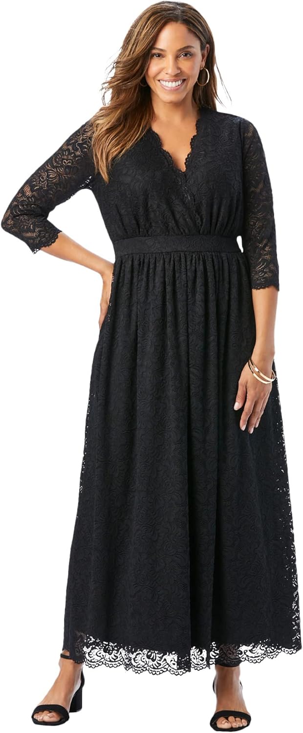 Jessica London Women's Plus Size Stretch Lace Maxi Dress