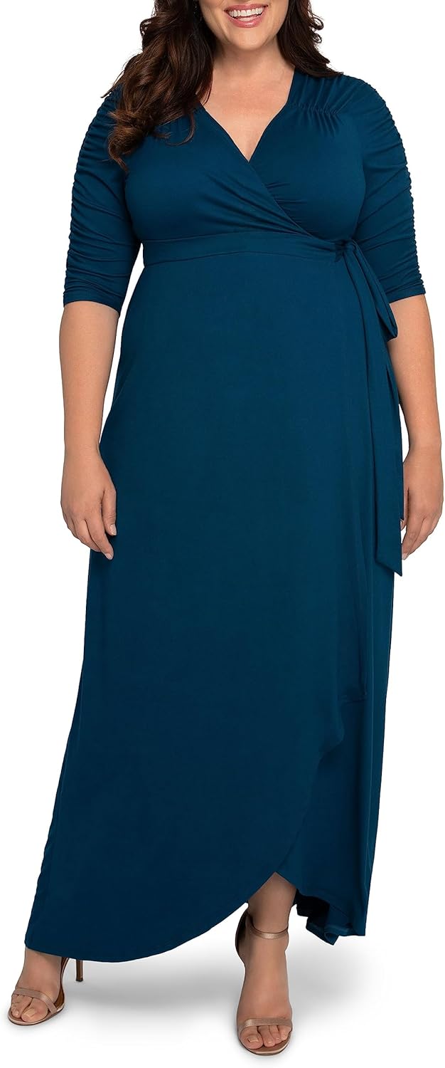 Kiyonna Plus Size Meadow Dream Maxi Dress | Women's Long Wrap Dress for Wedding Guest, Cocktail, Work, or Casual Wear - Image 5