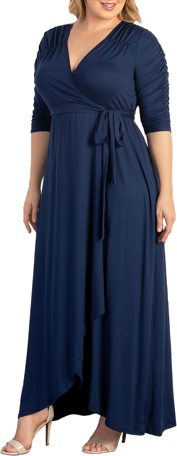 Kiyonna Plus Size Meadow Dream Maxi Dress | Women's Long Wrap Dress for Wedding Guest, Cocktail, Work, or Casual Wear - Image 4