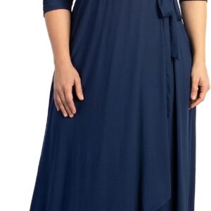 Kiyonna Plus Size Meadow Dream Maxi Dress | Women's Long Wrap Dress for Wedding Guest, Cocktail, Work, or Casual Wear