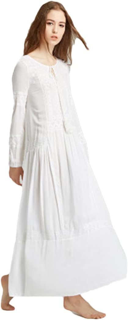 Ladies Long Sleeve Maxi Dress Tunic Embroidery V Neck Tassel Maxi Dress Casual Loose Bohemiann Dress - Image 7