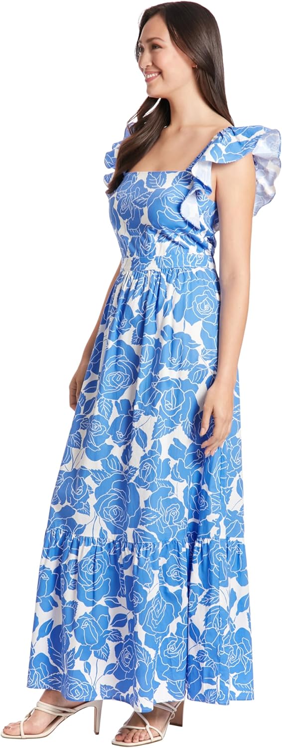 London Times Square Neck Maxi Ruffle Detail | Summer Dresses for Women - Image 2