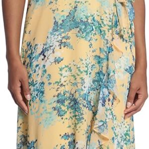 London Times Women's Dresses Ruffle V-Neck and Faux Wrap Maxi Dress