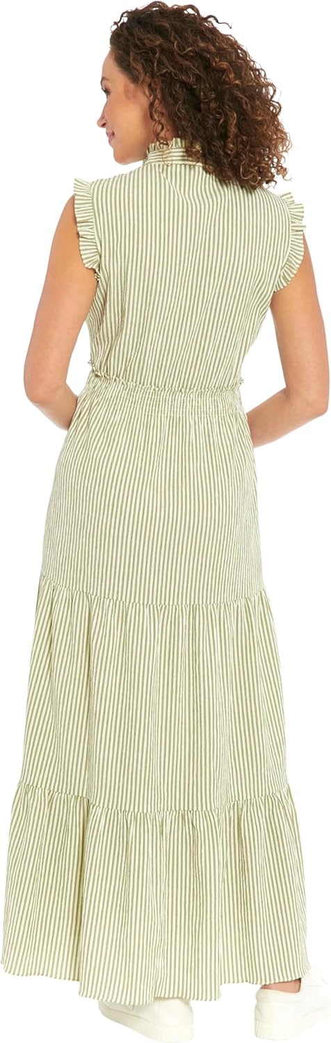 London Times Women's Smocked Waist Boho Flattering Ruffle Maxi - Image 3