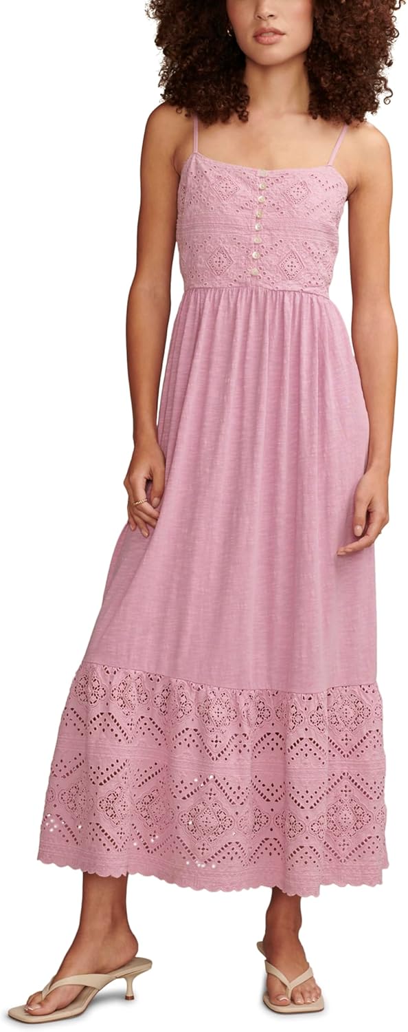 Lucky Brand Womens Women's Cutwork Maxi Dress