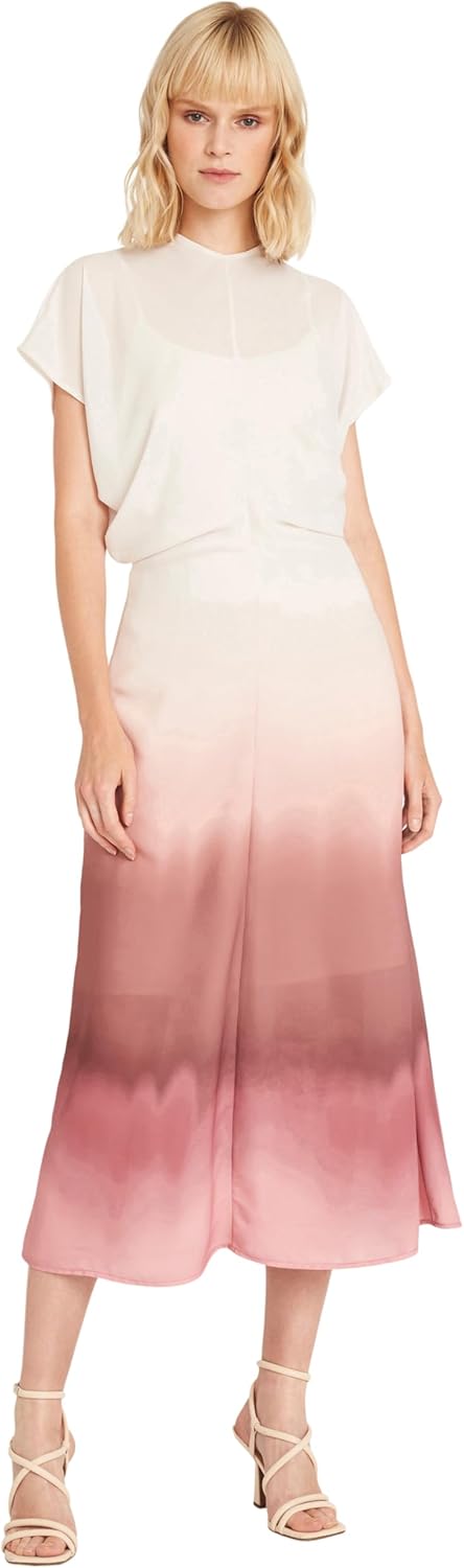 Luxely Short Sleeve Crew Neck Maxi Dress for Women with Ruched Side Waist Blouson Bodice