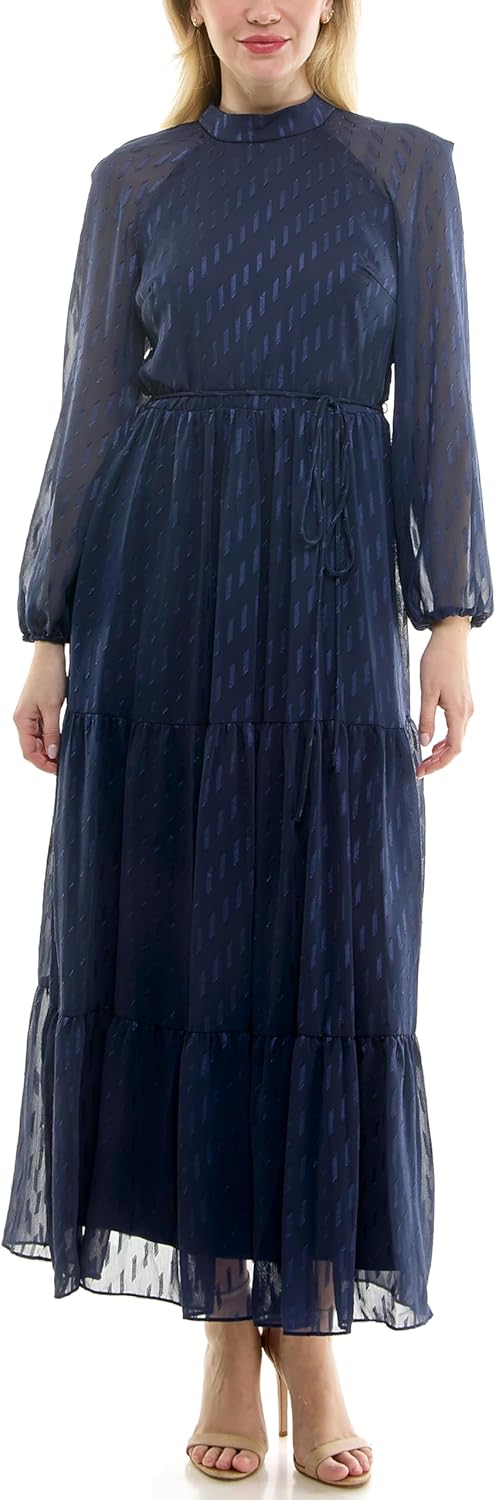 Maison Tara Women's Printed Long Sleeve Maxi Dress