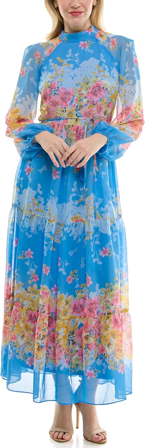 Maison Tara Women's Printed Long Sleeve Maxi Dress - Image 12