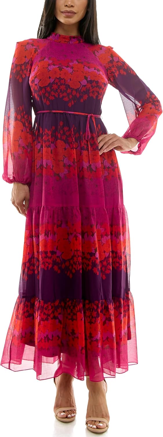 Maison Tara Women's Printed Long Sleeve Maxi Dress - Image 9