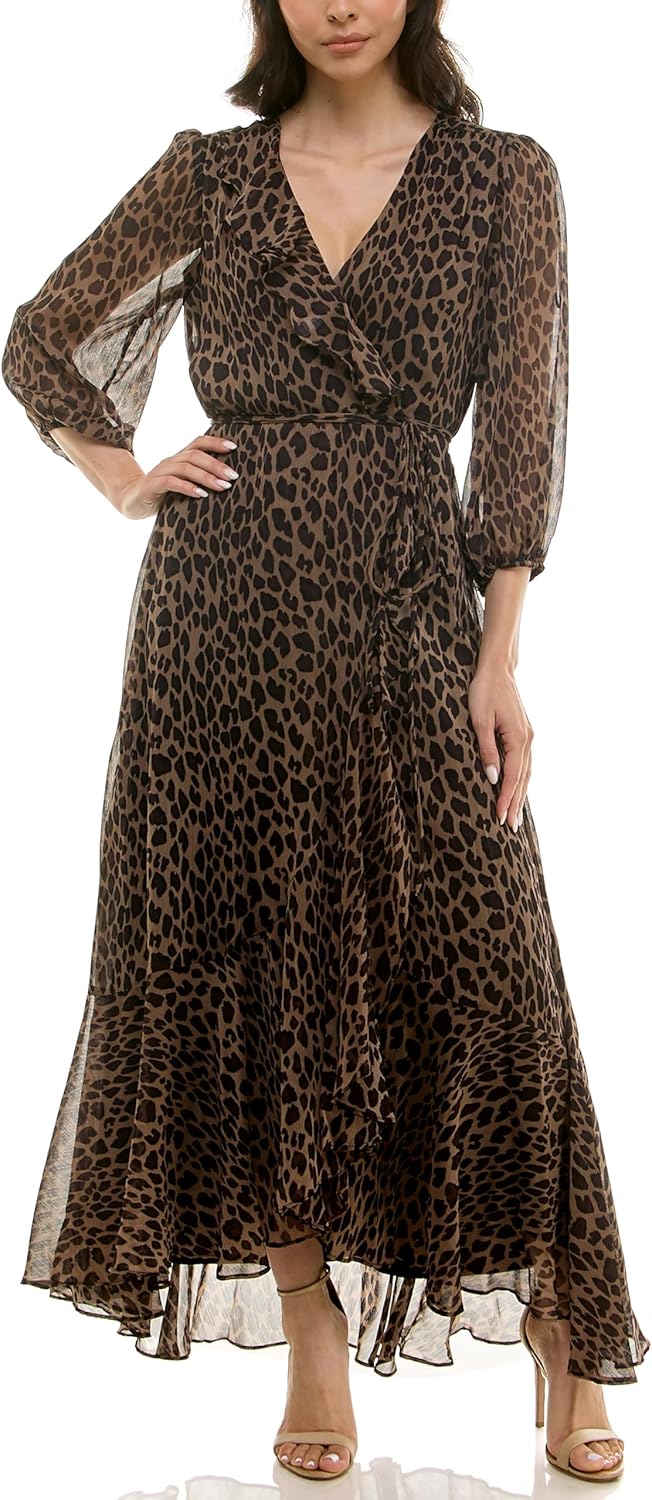 Maison Tara Women's V-Neck Ruffle Faux Wrap Maxi Dress - Image 7