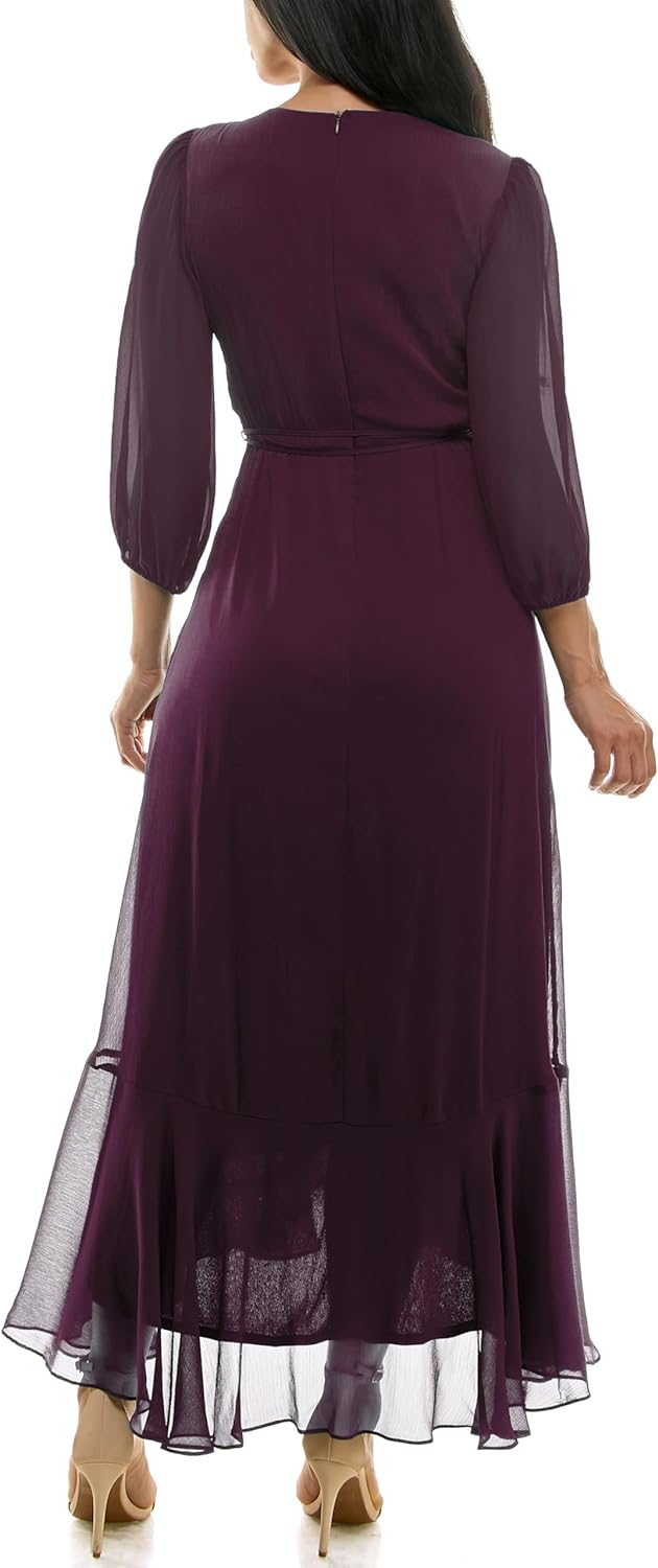 Maison Tara Women's V-Neck Ruffle Faux Wrap Maxi Dress - Image 3