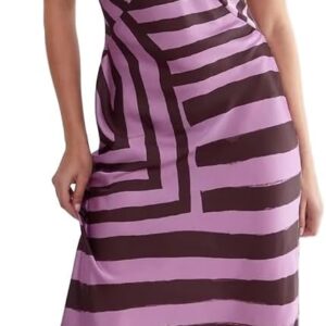 Nasty Gal Satin Abstract Stripe Maxi Slip Dress