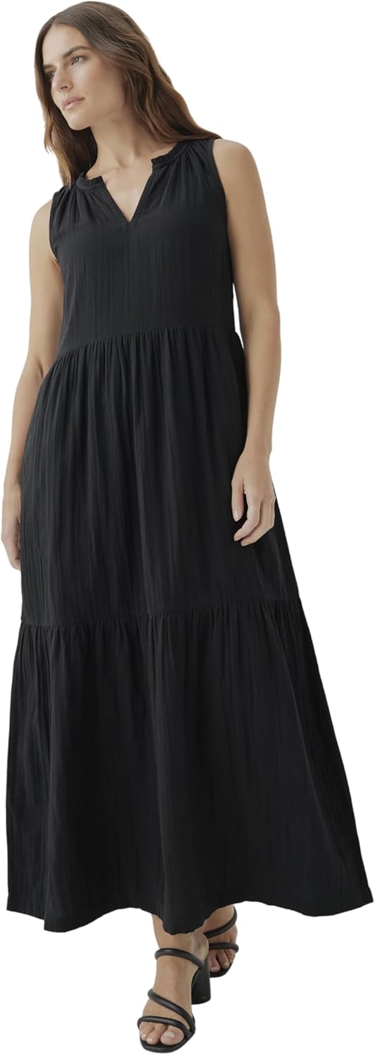 Pact Organic Cotton Women's Ruffled Maxi Dress