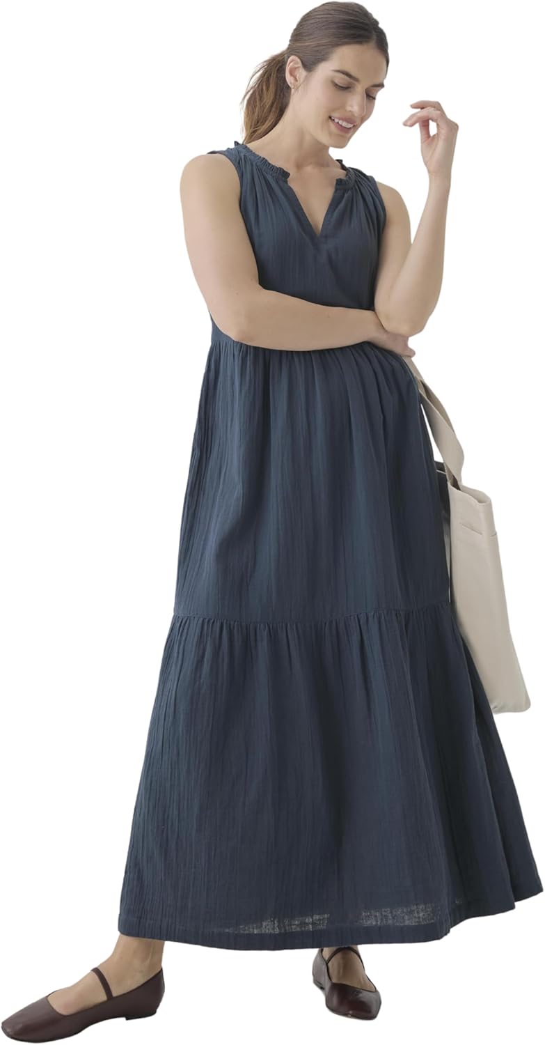 Pact Organic Cotton Women's Ruffled Maxi Dress - Image 8