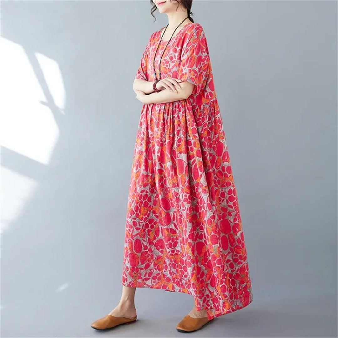 Plus Size Women Dress Maxi Long Bohemian Boho O-Neck Print Dresses - Image 2