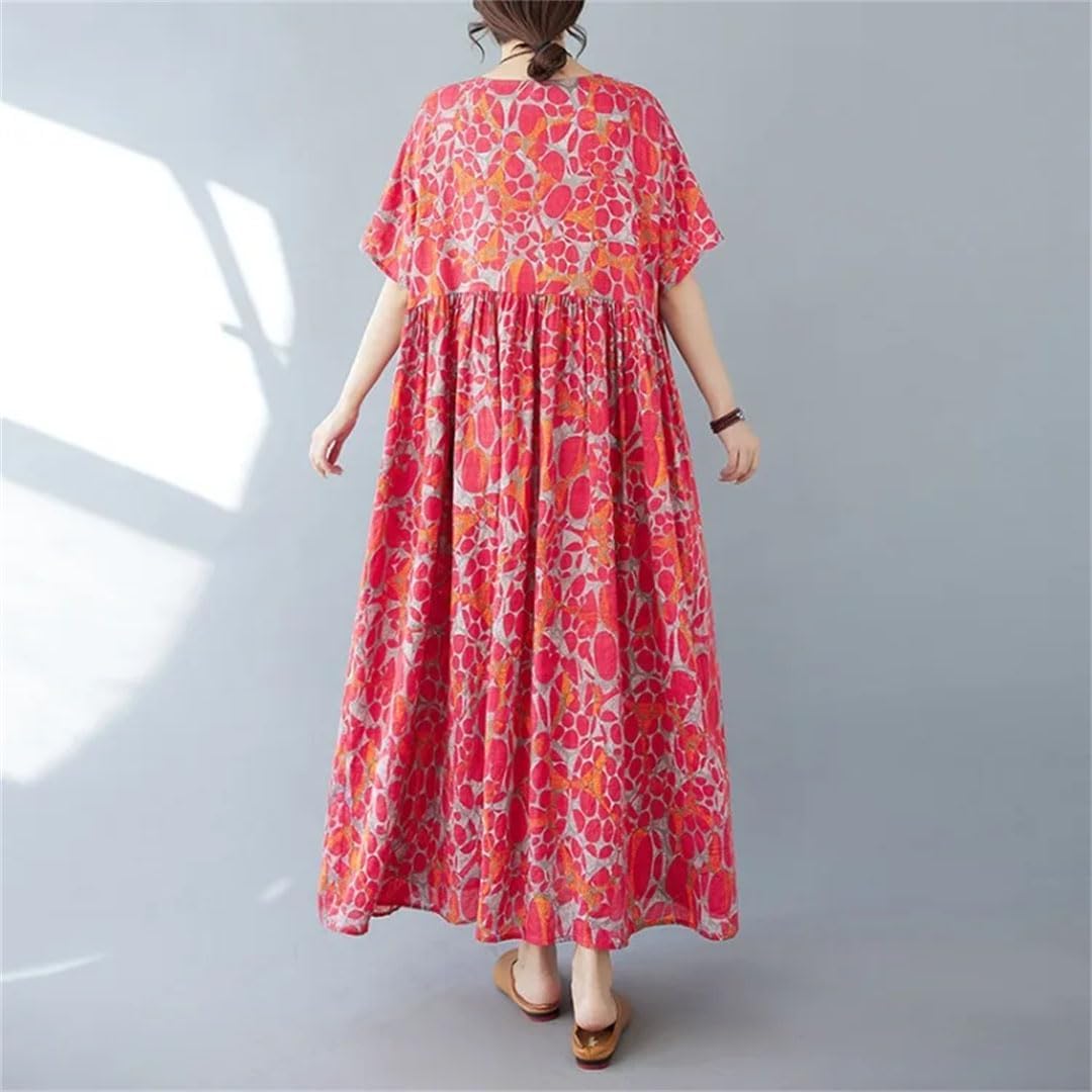 Plus Size Women Dress Maxi Long Bohemian Boho O-Neck Print Dresses - Image 5