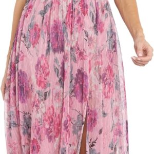 R&M Richards Womens Plus Metallic Mesh Evening Dress