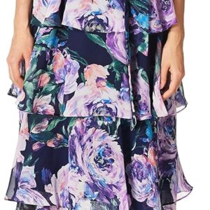 S.L. Fashions Women's Long Short Sleeve Pebble Tier Maxi Wrap Dress