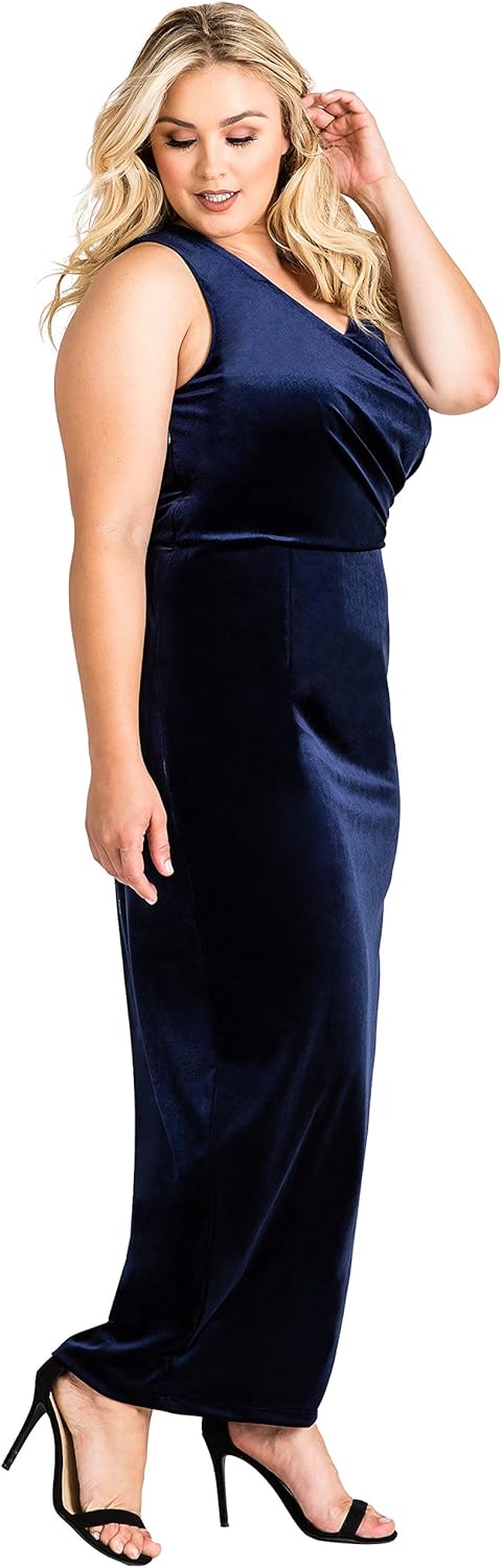 Standards & Practices Plus Size Women's Asymmetrical Burgundy Velvet Maxi Dress - Image 3