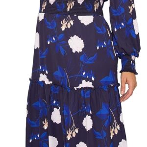 Standards & Practices Plus Size Women's Floral-Print Smocked Waist Long Sleeve Maxi Dress